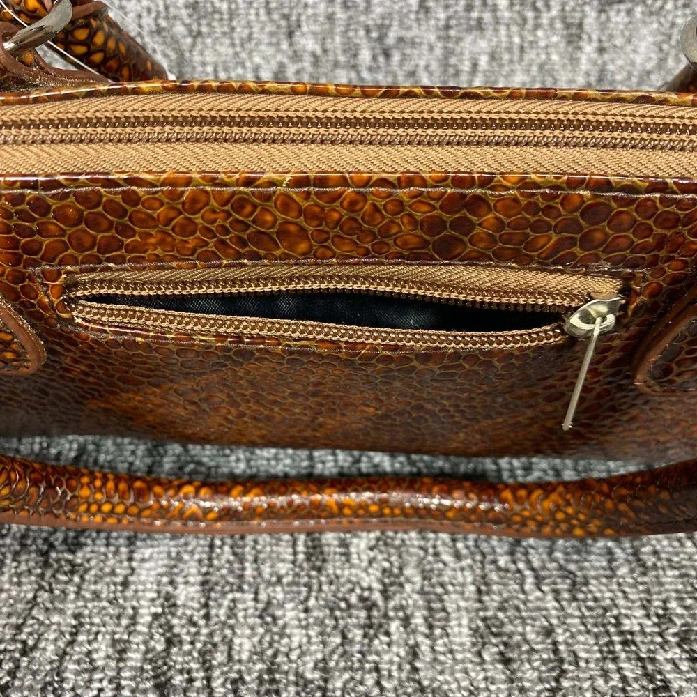 Primeware Insulated Wine Clutch Women OS Brown Faux Croc Textured Picnic Bag
